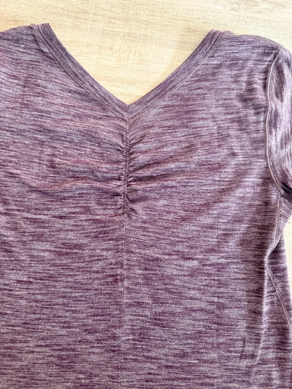 Lululemon Intensi-Tee Heathered Purple Short Sleeve Ruched Top Sz 6